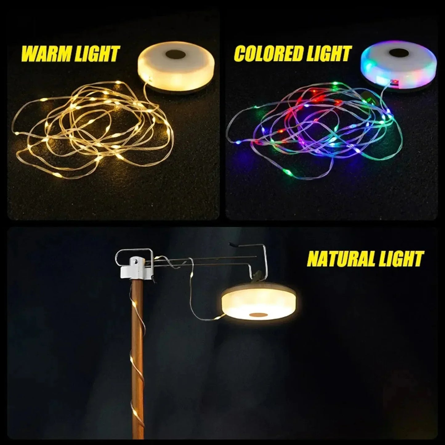Solar-Powered Camping String Lights